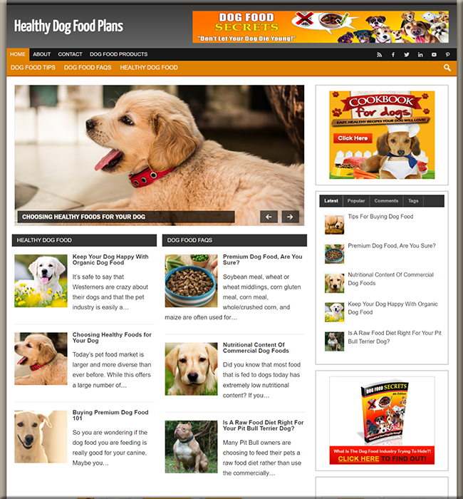 healthy dog food turnkey website