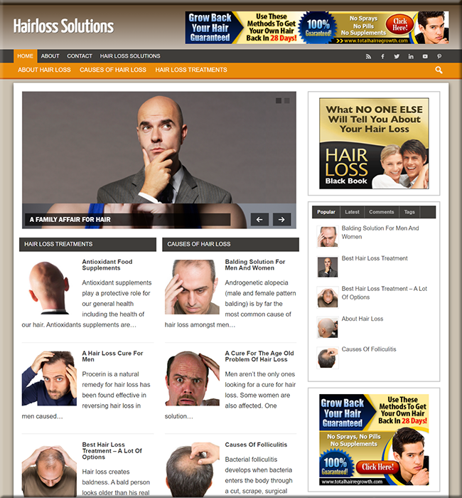 hair loss turnkey website