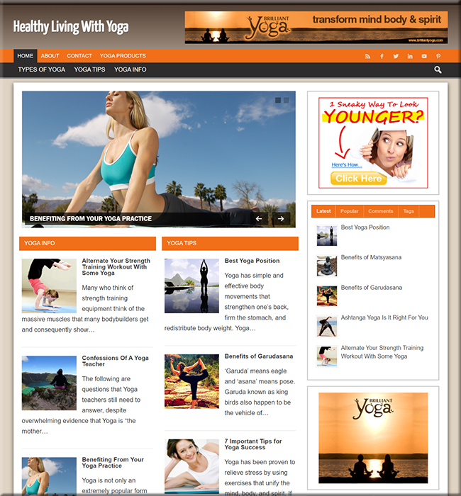 yoga healthy living turnkey website