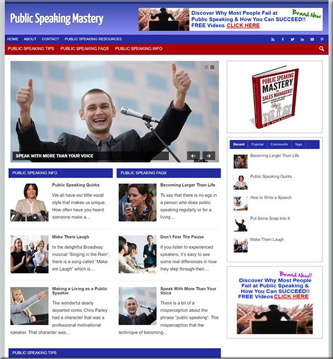 public speaking turnkey website