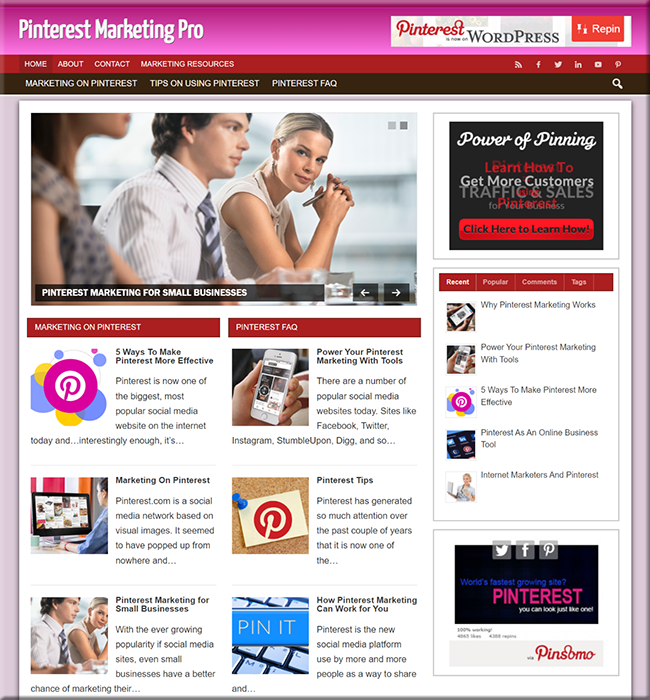 pinterest marketing turnkey website